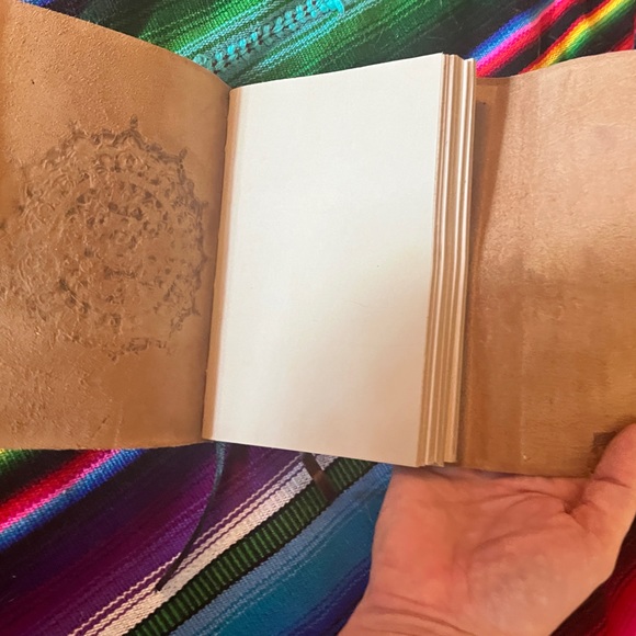 Leather wrap binder lined  journal 5” x 7” with mandala stamp - Picture 4 of 6